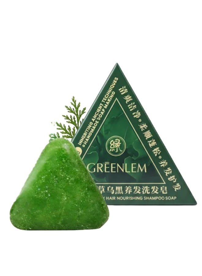 Greenlem Usman Grass Black Hair Nourishing Shampoo Soap 120g – Handmade, Strengthens Hair, Prevents Hair Fall, Softens, Adds Natural Shine, Protects Scalp & Promotes Healthy, Fluffy Hair - Image 1